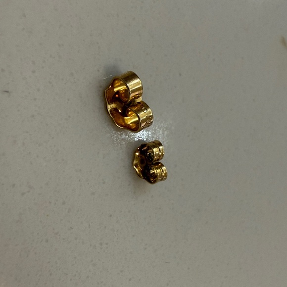Cubic Zirconia Rectangle Stud Gold Earrings - Picture 9 of 9